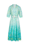 CARINA BELTED LONG SILK DRESS