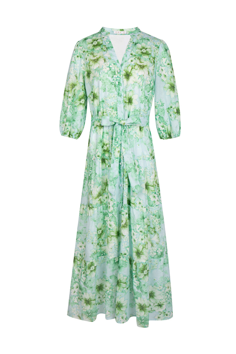 BRIELLE FLORAL LINEN DRESS