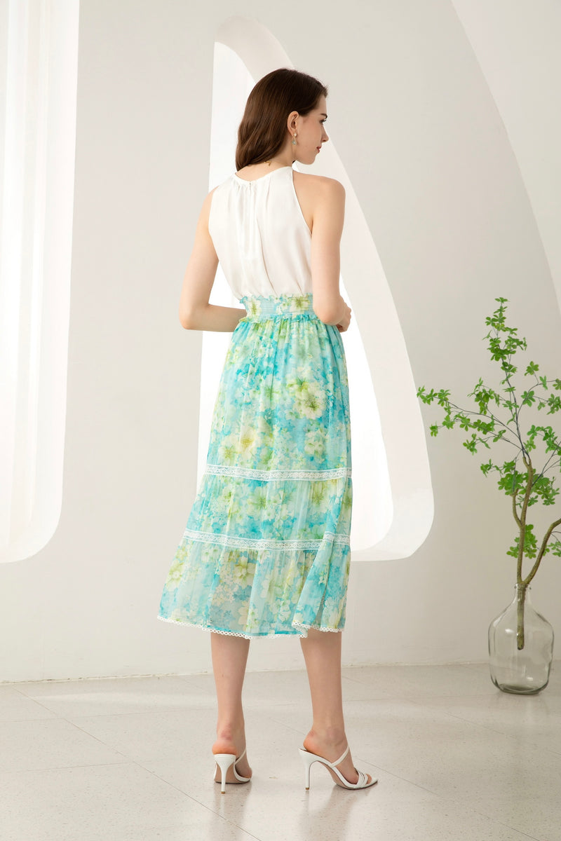 BRIELLE FLORAL SILK SKIRT