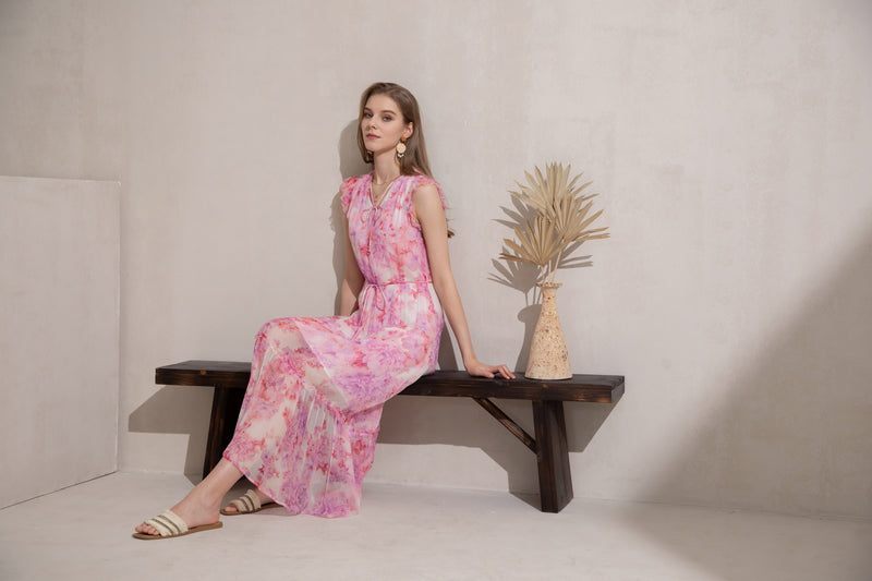 LORELLE SILK LONG DRESS