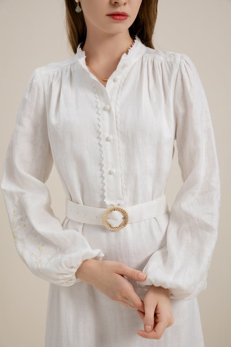 KIERRA BELTED LINEN DRESS