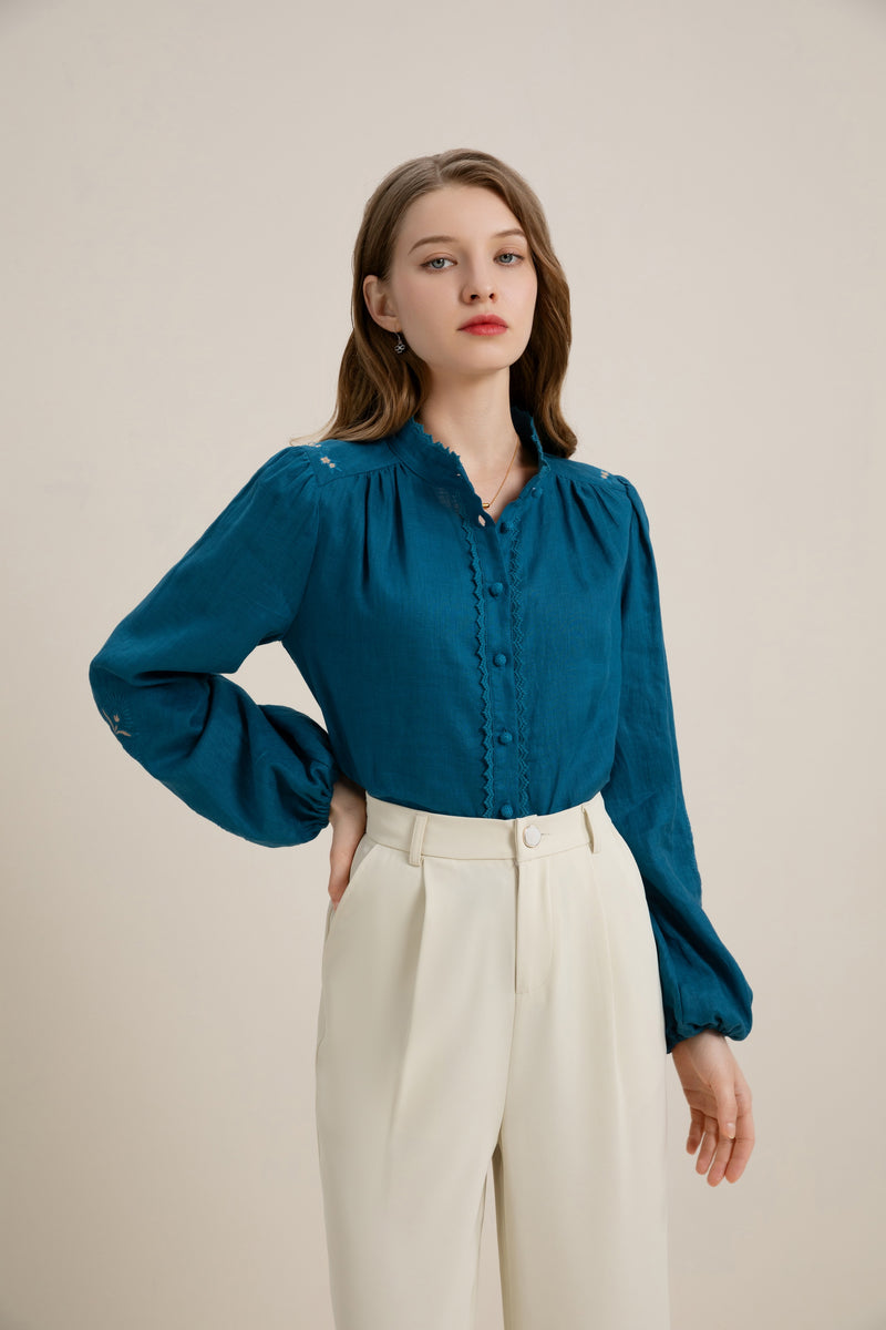 KIERRA LINEN BUTTON BLOUSE