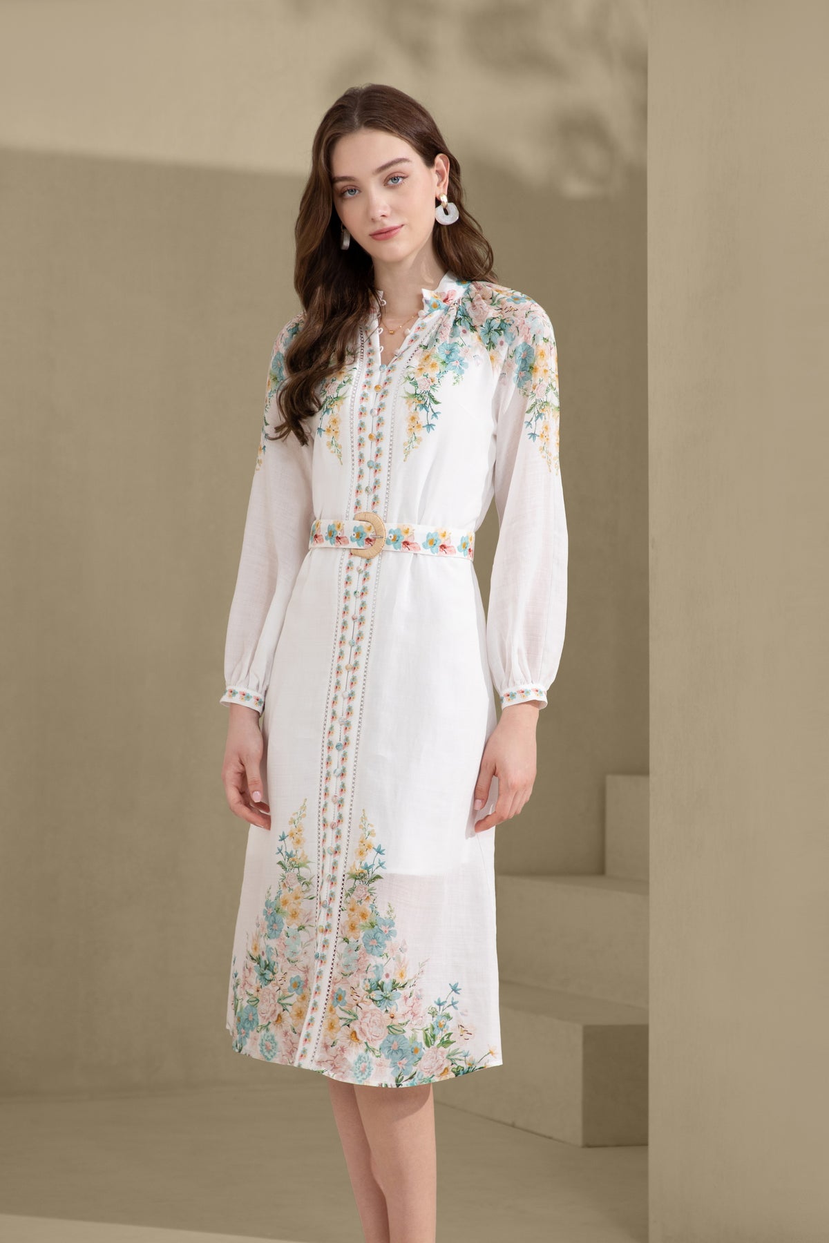 CELESTE LONG CUFF SLEEVES LONG DRESS