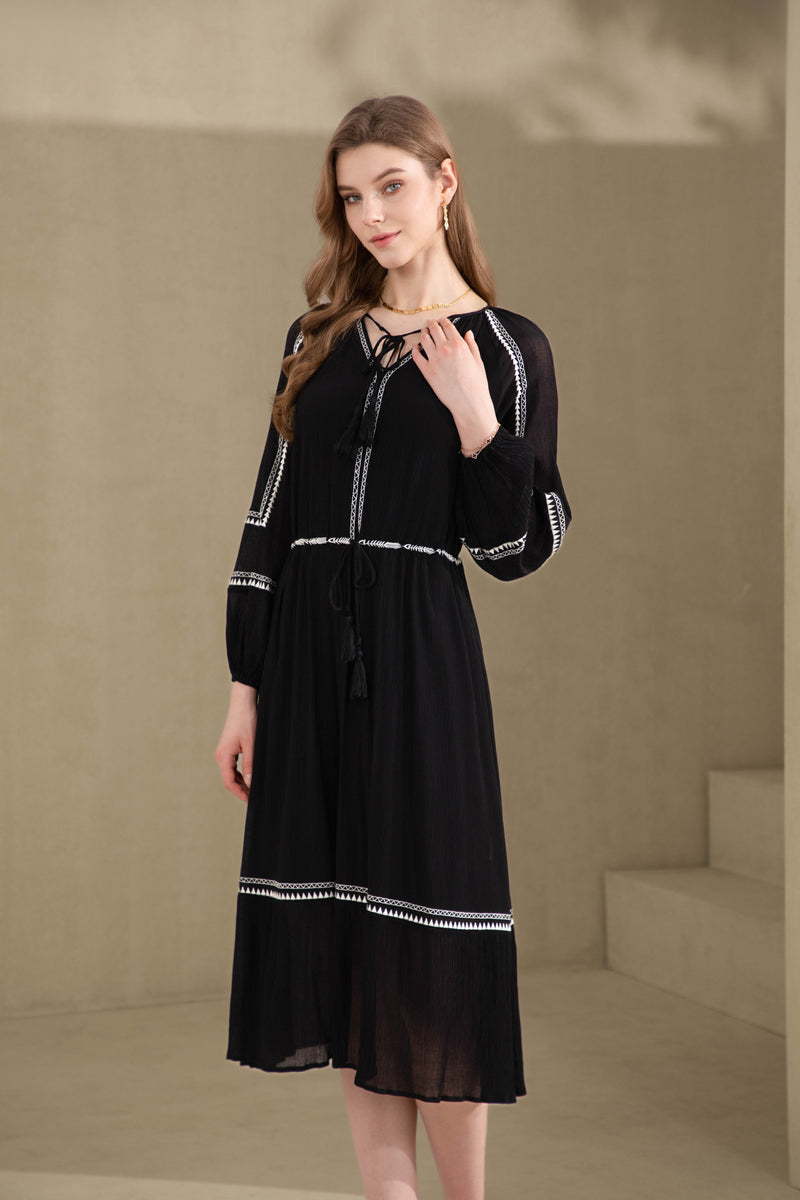 ROSANTICA EMBROIDERED LONG DRESS