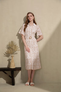 NAOMI COLLAR SHORT SLEEVES LONG DRESS