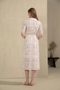 NAOMI COLLAR SHORT SLEEVES LONG DRESS