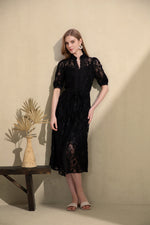 YVETTE LACE SHORT SLEEVES LONG DRESS