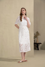 YVETTE LACE SHORT SLEEVES LONG DRESS