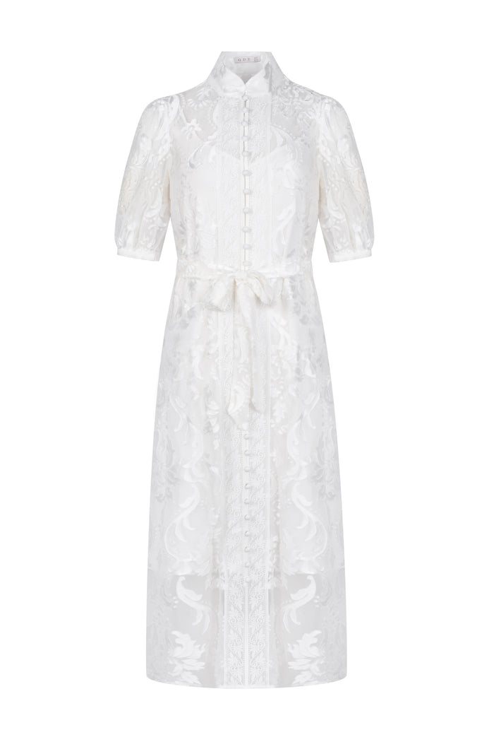 YVETTE LACE SHORT SLEEVES LONG DRESS
