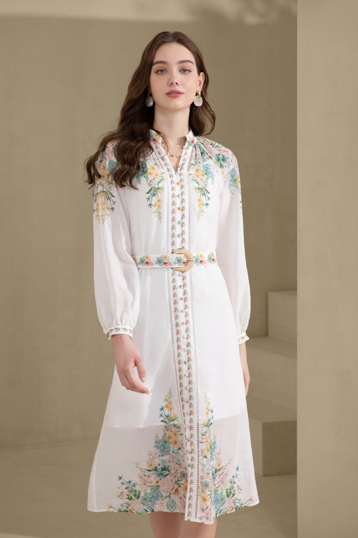 CELESTE LONG CUFF SLEEVES LONG DRESS