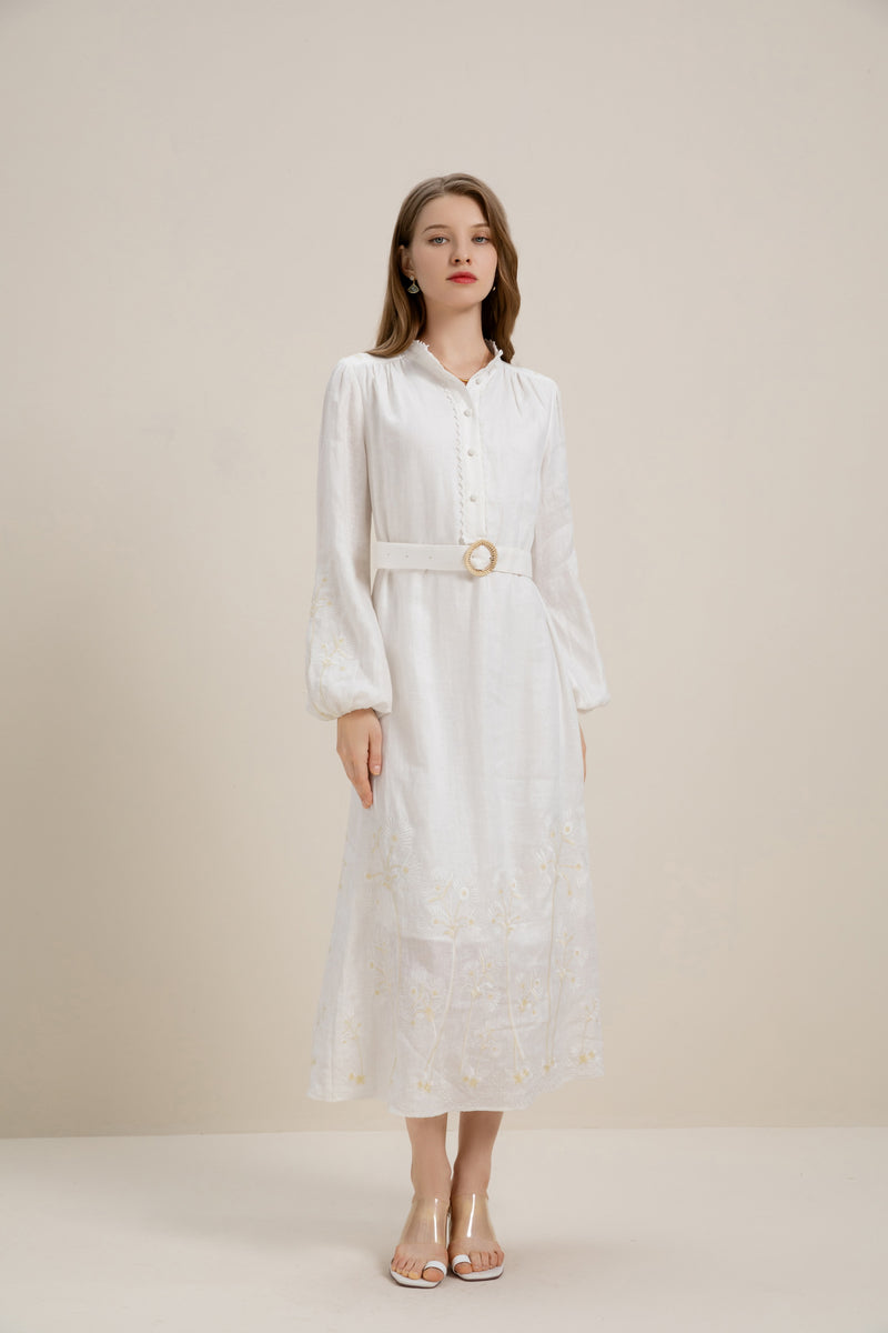 KIERRA BELTED LINEN DRESS