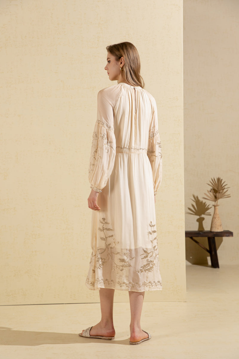 OLIVIANE EMBROIDERED LONG DRESS