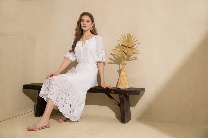 ZITA EMBROIDERED LONG DRESS