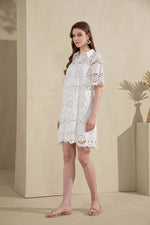 MONET EMBROIDERED COTTON DRESS