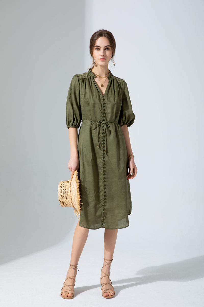 EDDA LINEN LACE DRESS