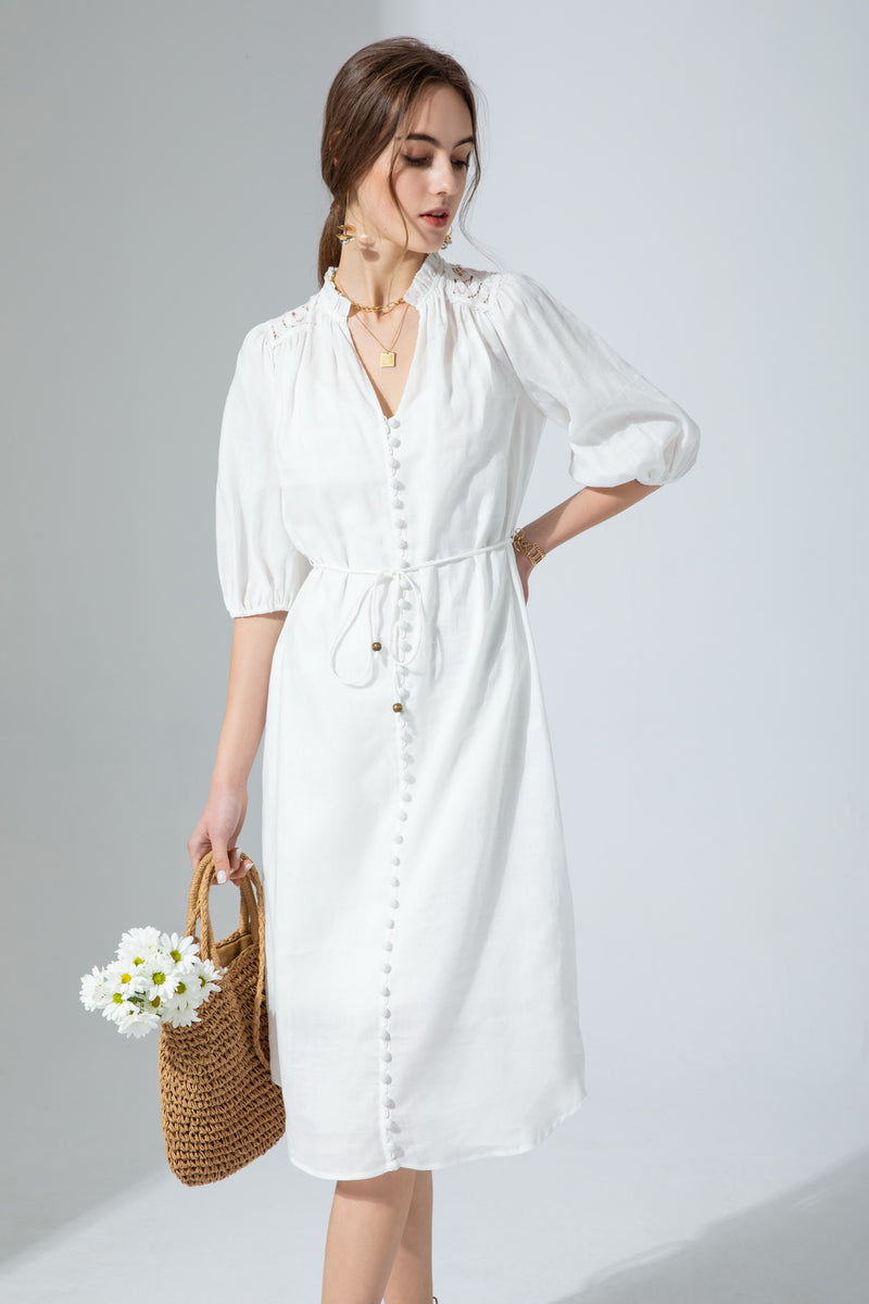 EDDA LINEN LACE DRESS