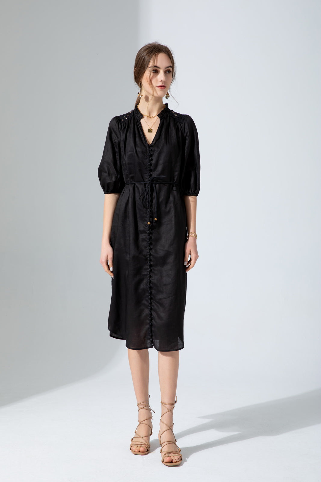EDDA LINEN LACE DRESS