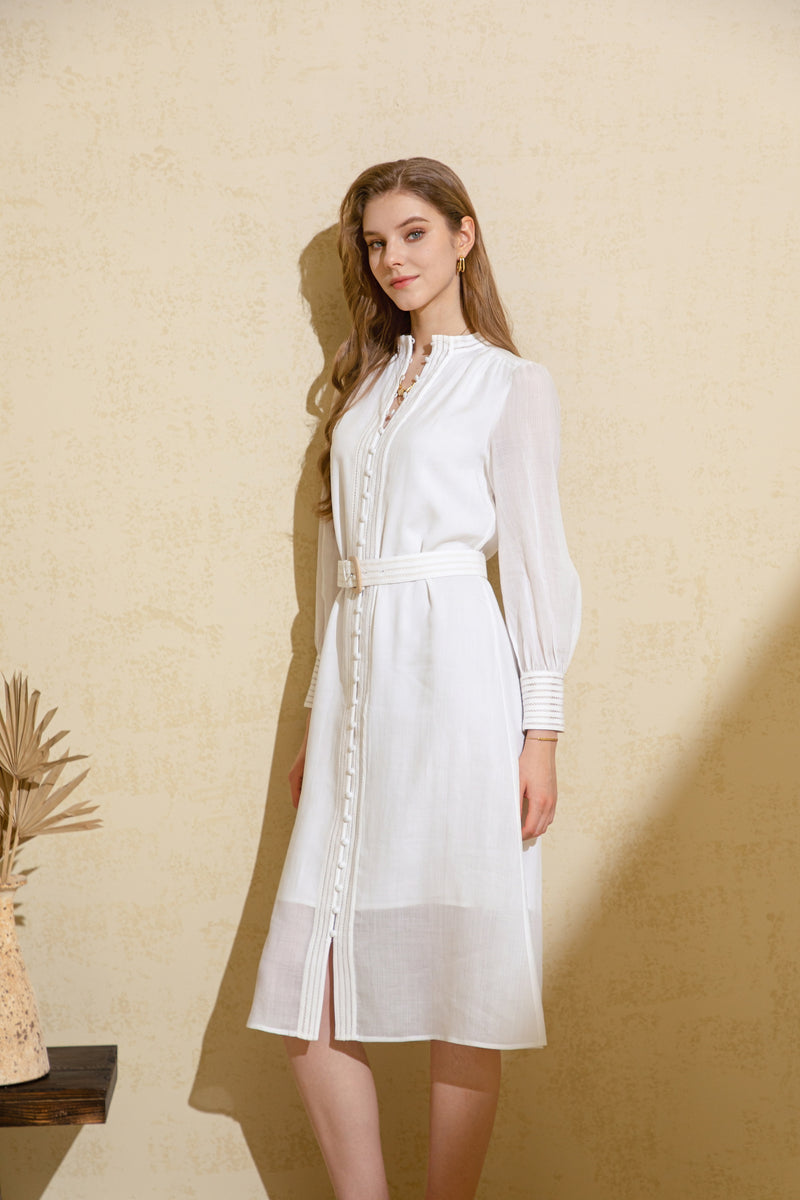 FELICE LINEN LONG SLEEVES LONG DRES