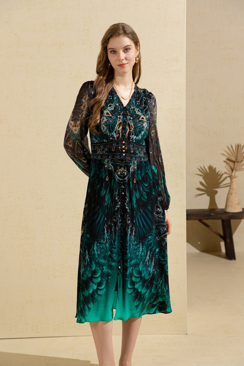 RABANNE LONG SLEEVES LONG DRESS