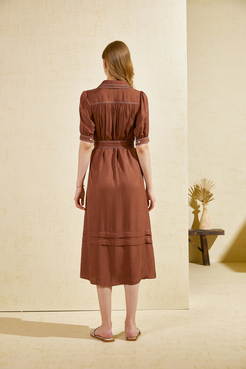 CELINE SHORT SLEEVES LONG DRESS