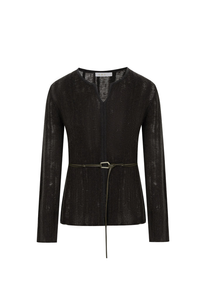 DAHLIA BELTED WOOL SWEATER