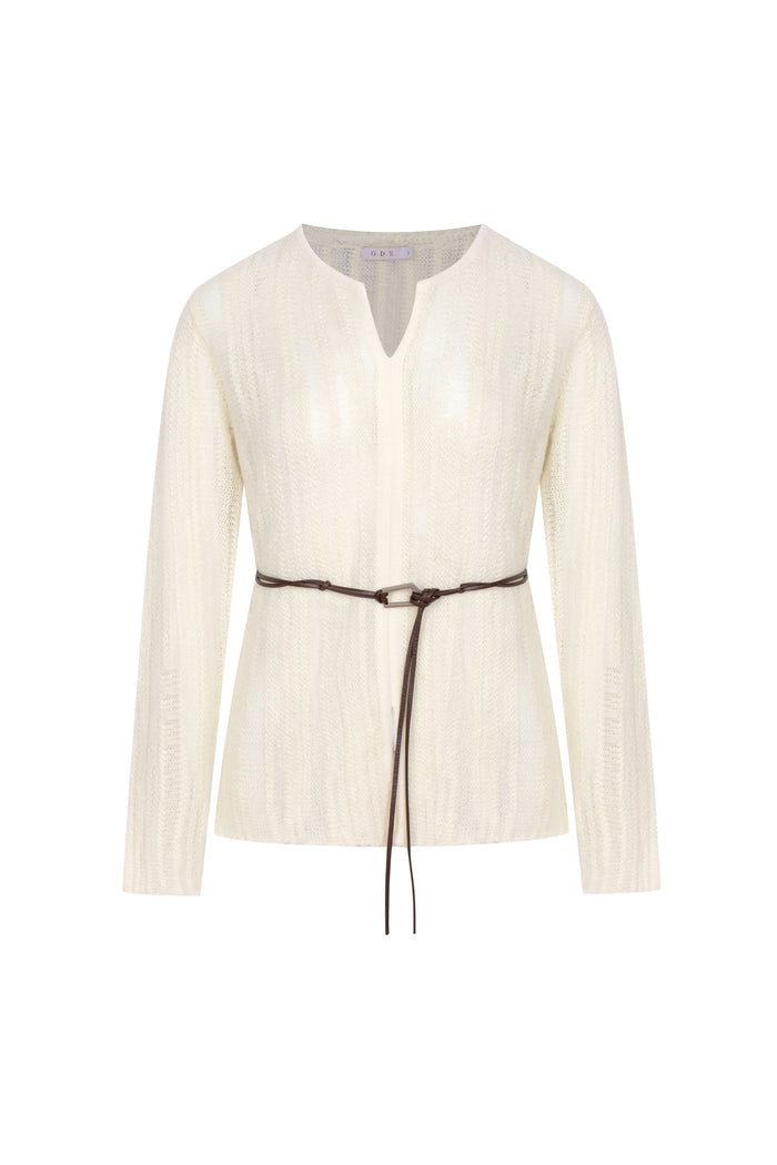 DAHLIA BELTED WOOL SWEATER