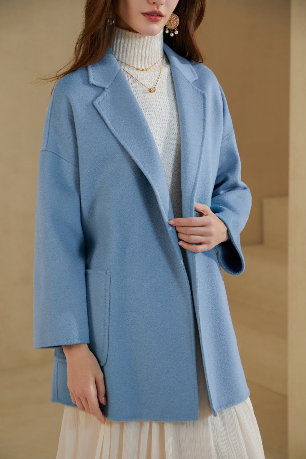 NOELLE MERINO WRAP SHORT COAT