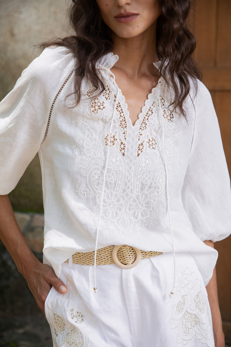 GENEVIEVE EMBROIDERED BLOUSE