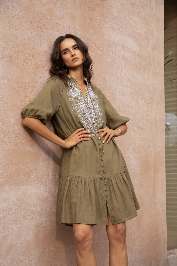 GENEVIEVE EMBROIDERED DRESS