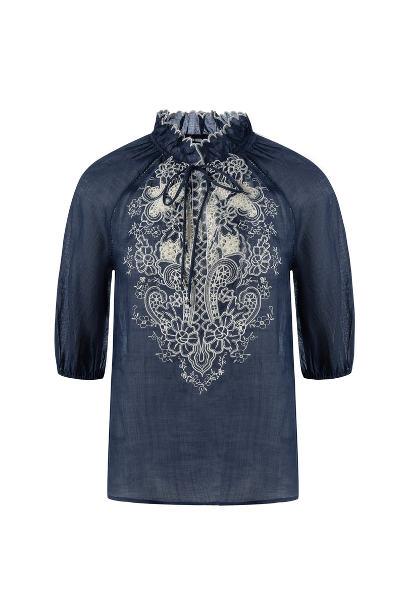 GENEVIEVE EMBROIDERED BLOUSE