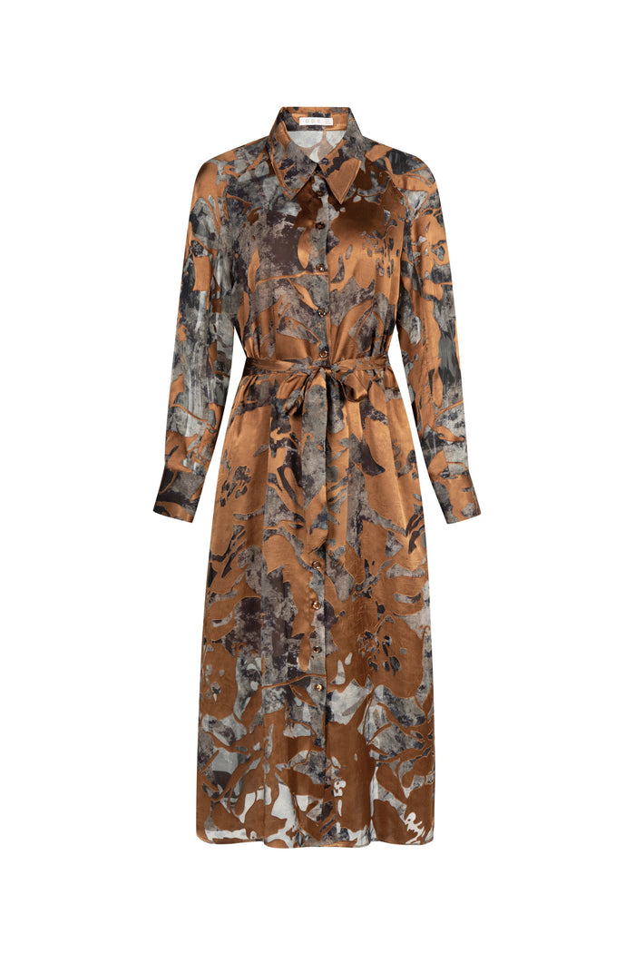 POLKA LONG SLEEVES PRINTED DRESS