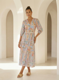 JOELLE BELTED LONG DRESS
