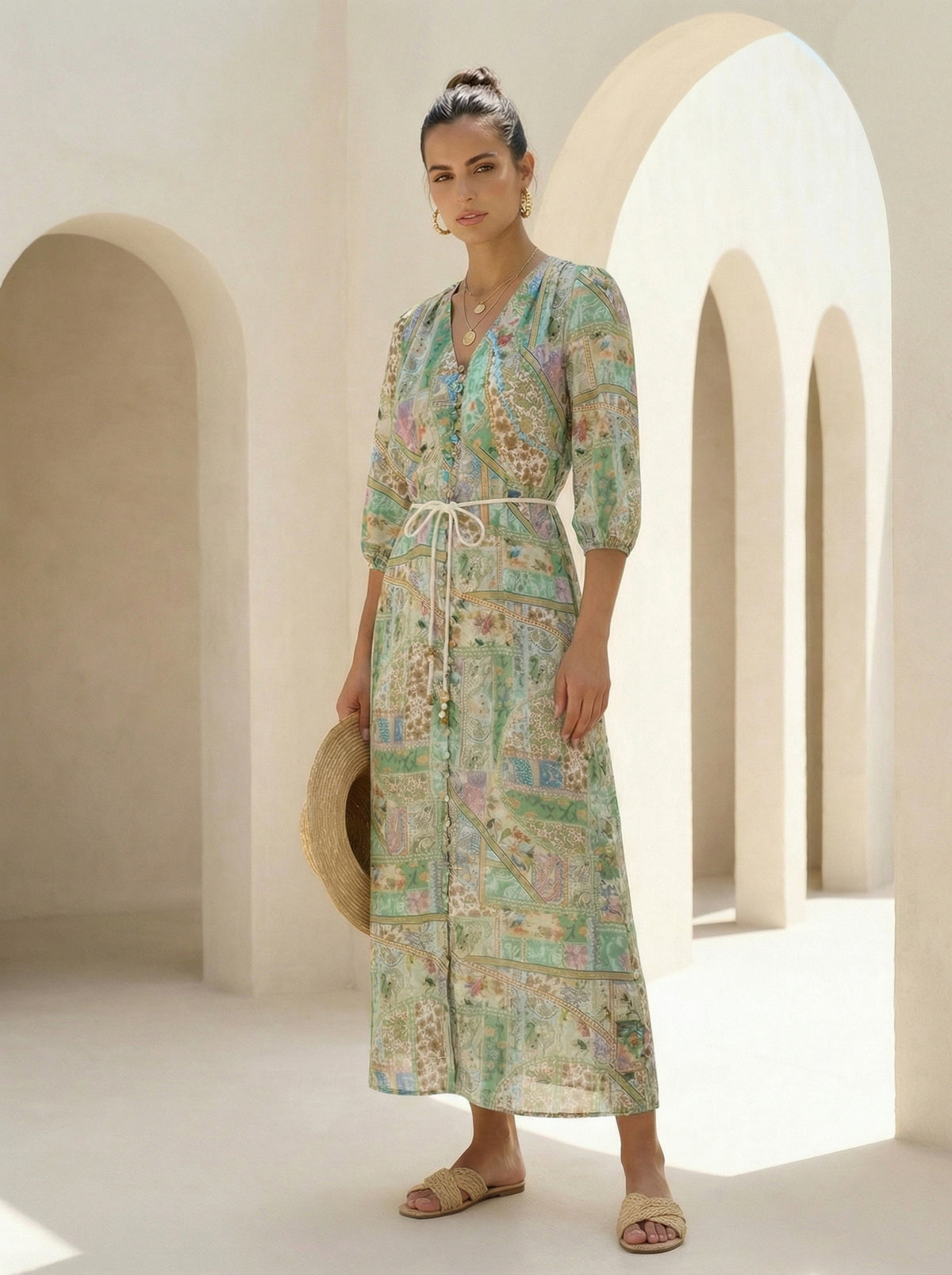 JOELLE BELTED LONG DRESS