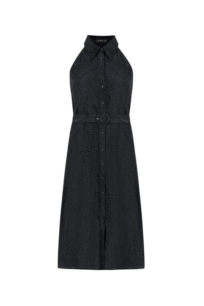 EMILIO BELTED LONG DRESS