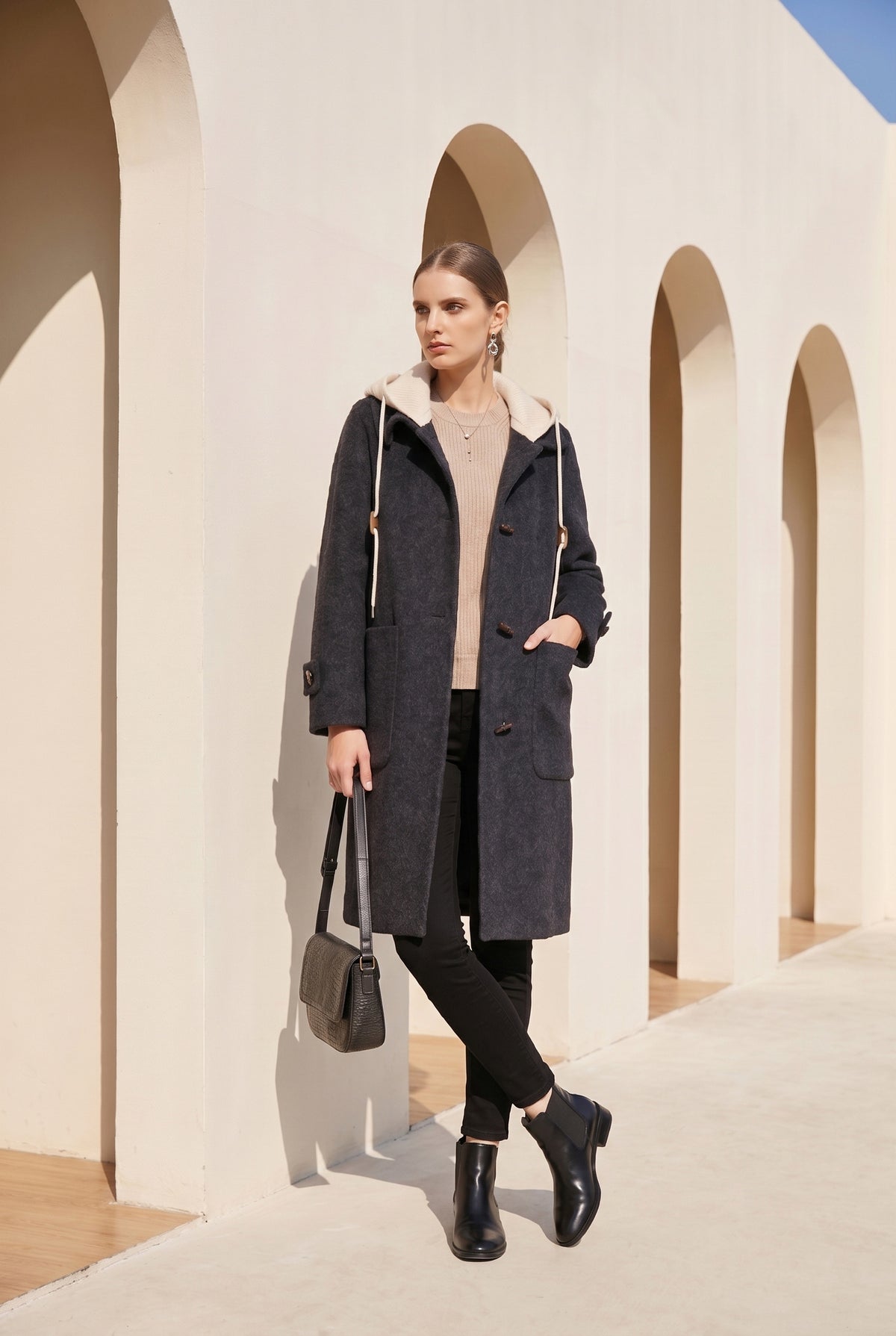 FIONA HOODED DUFFLE COAT