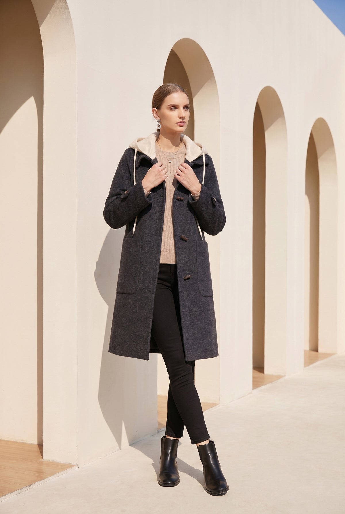 FIONA HOODED DUFFLE COAT