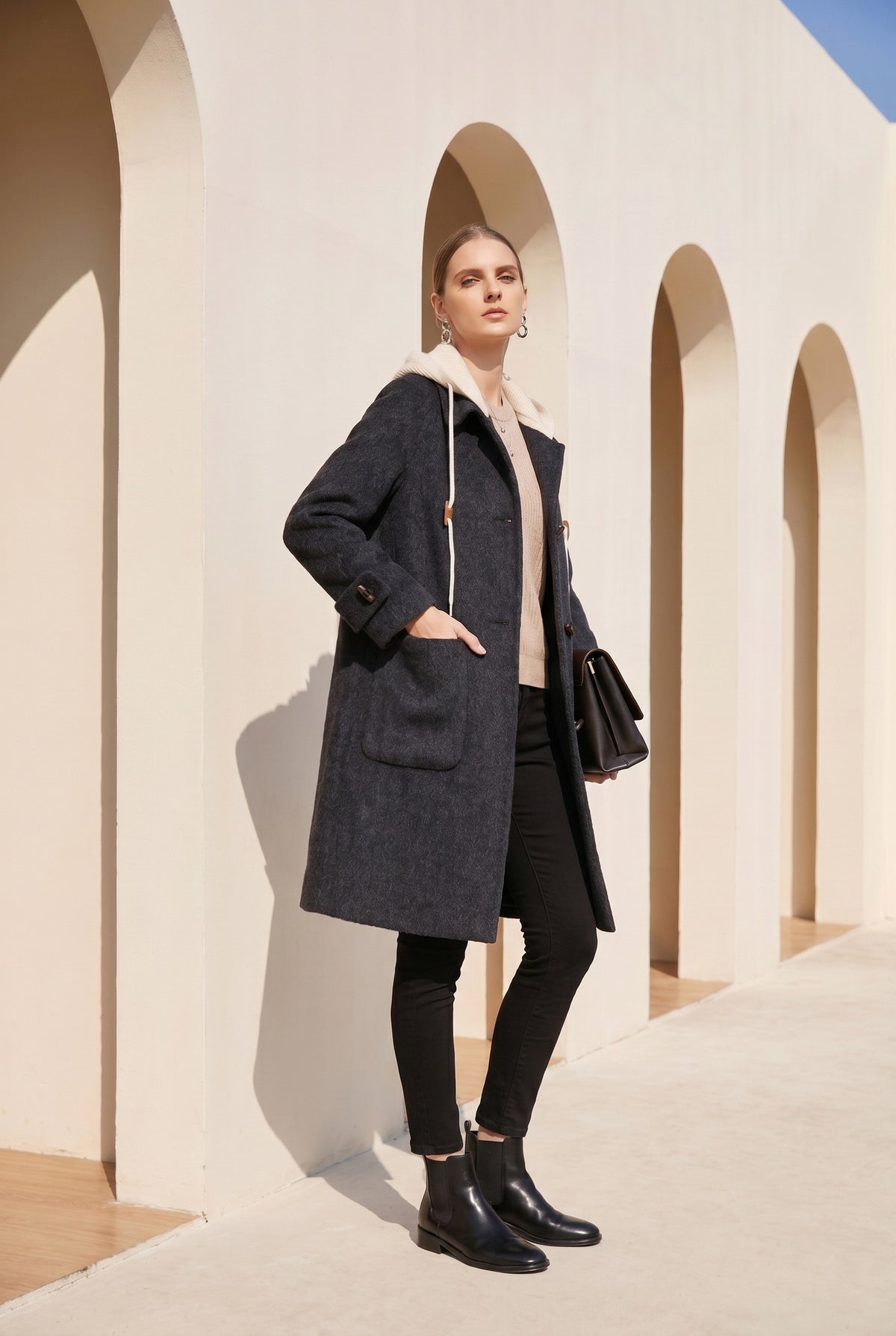FIONA HOODED DUFFLE COAT