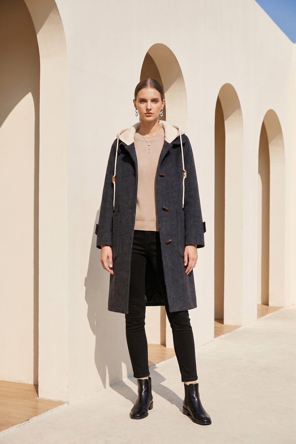 FIONA HOODED DUFFLE COAT