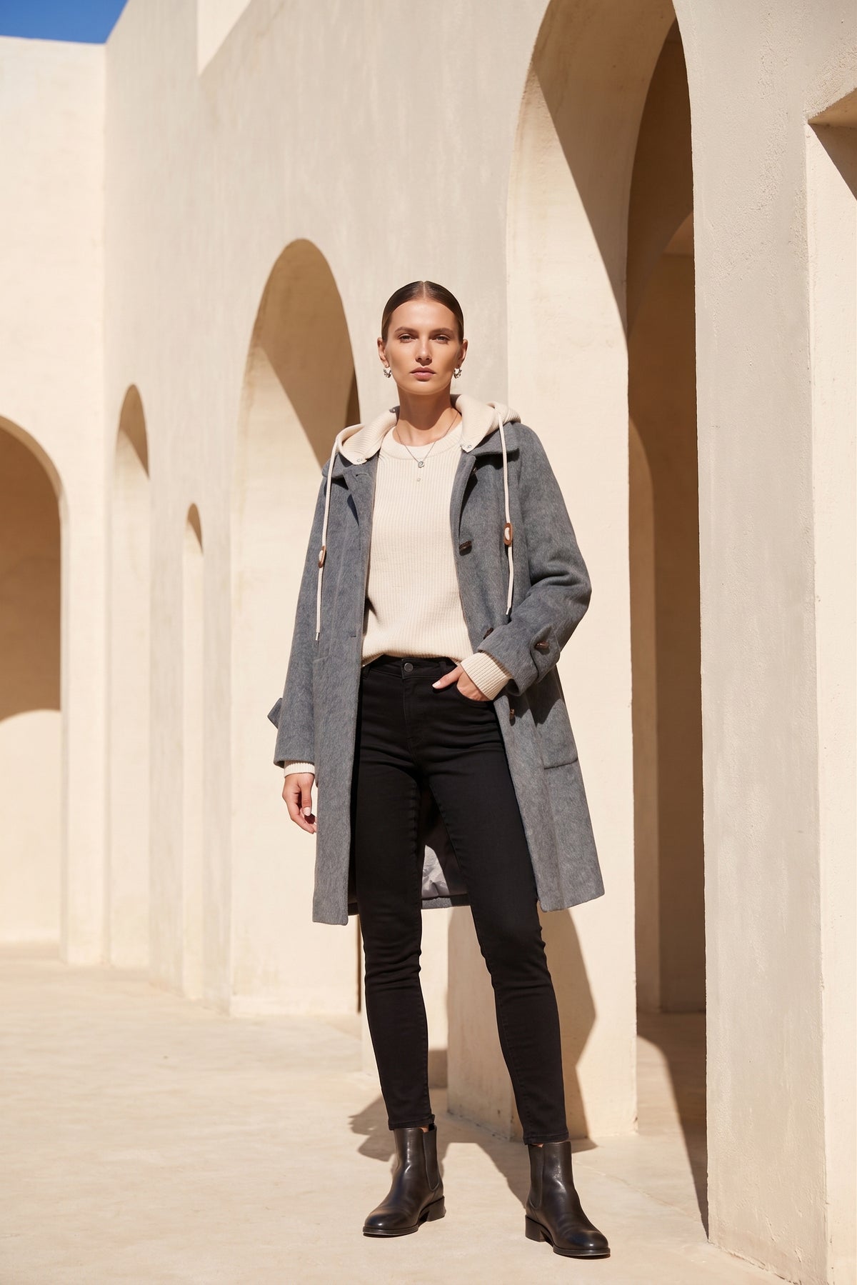 FIONA HOODED DUFFLE COAT