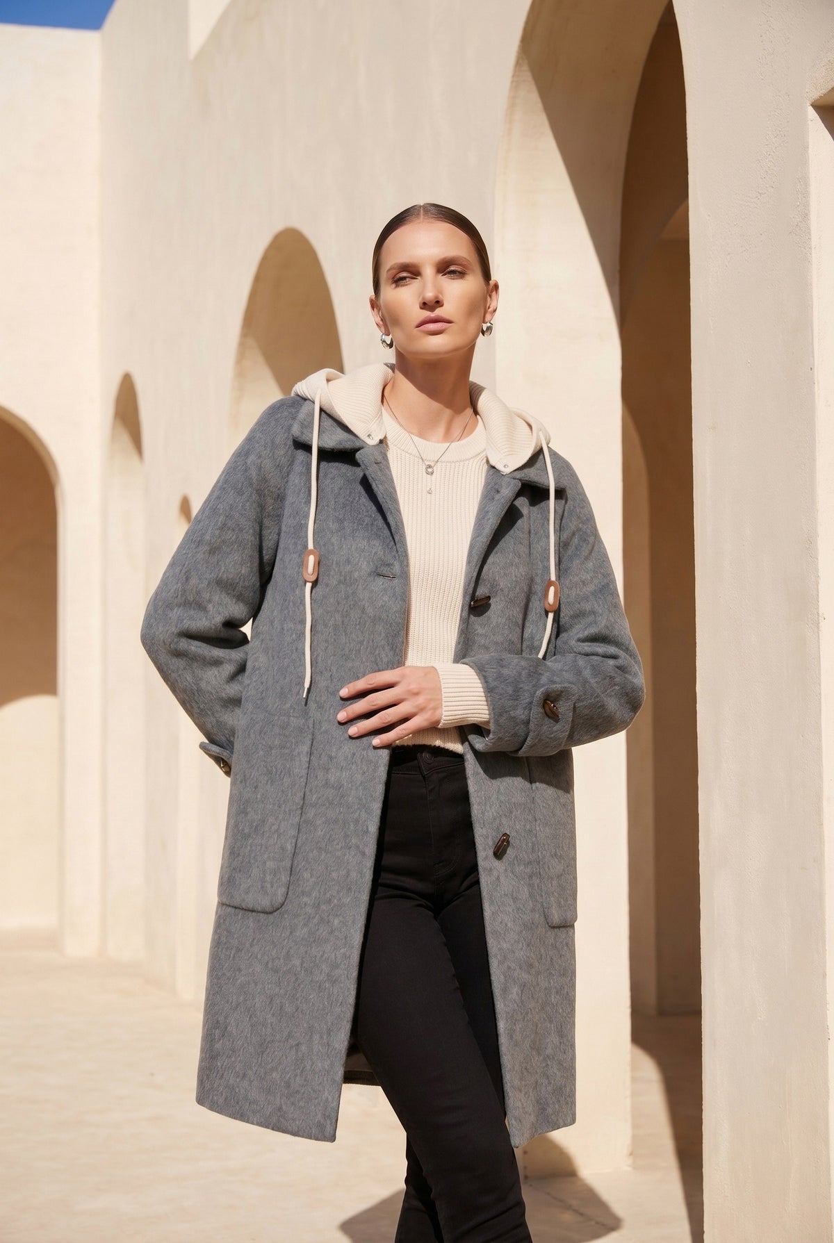 FIONA HOODED DUFFLE COAT