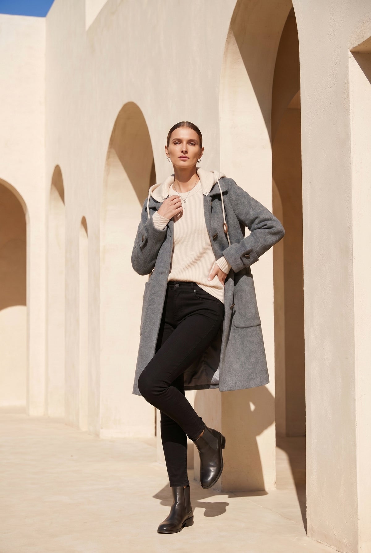 FIONA HOODED DUFFLE COAT