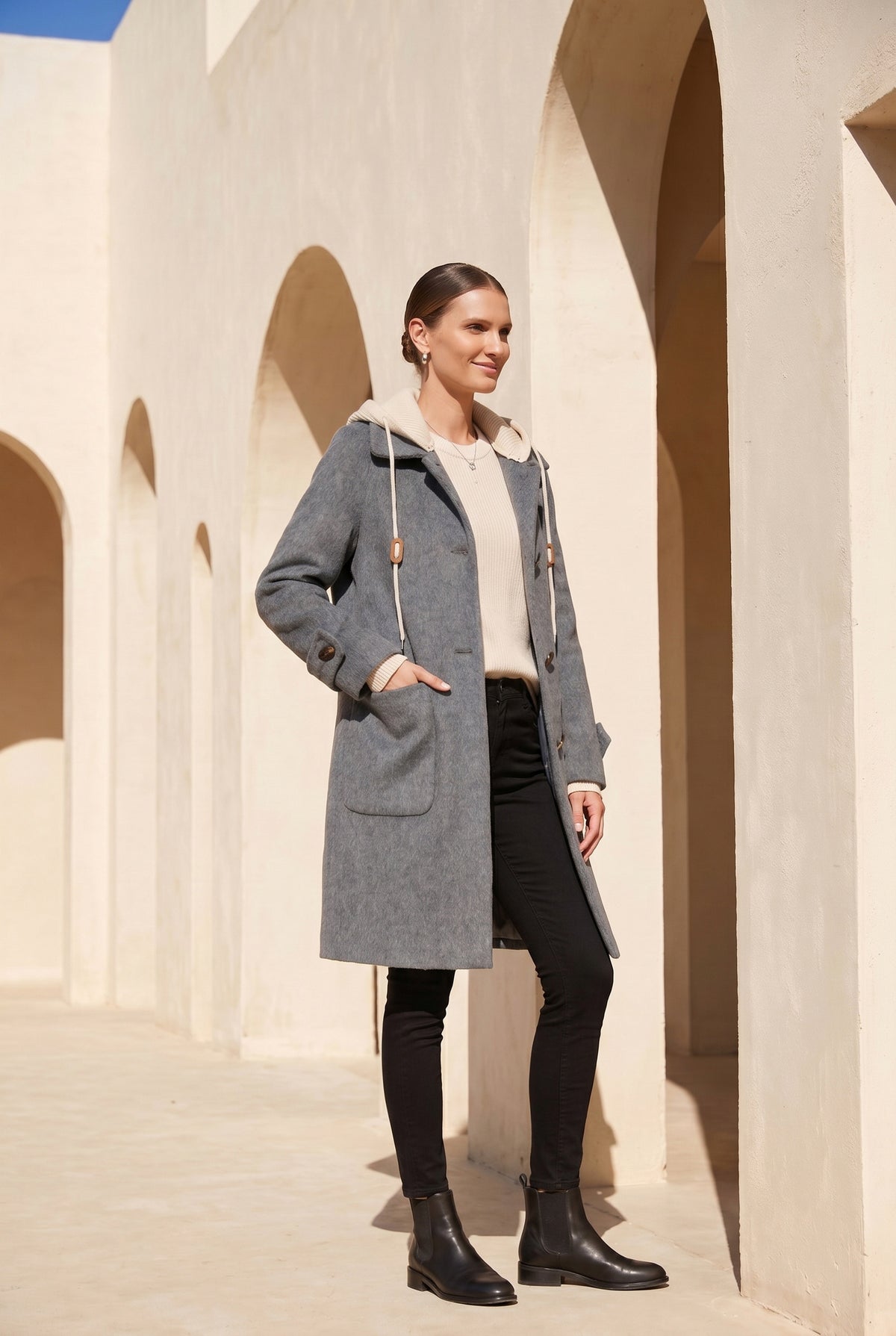FIONA HOODED DUFFLE COAT