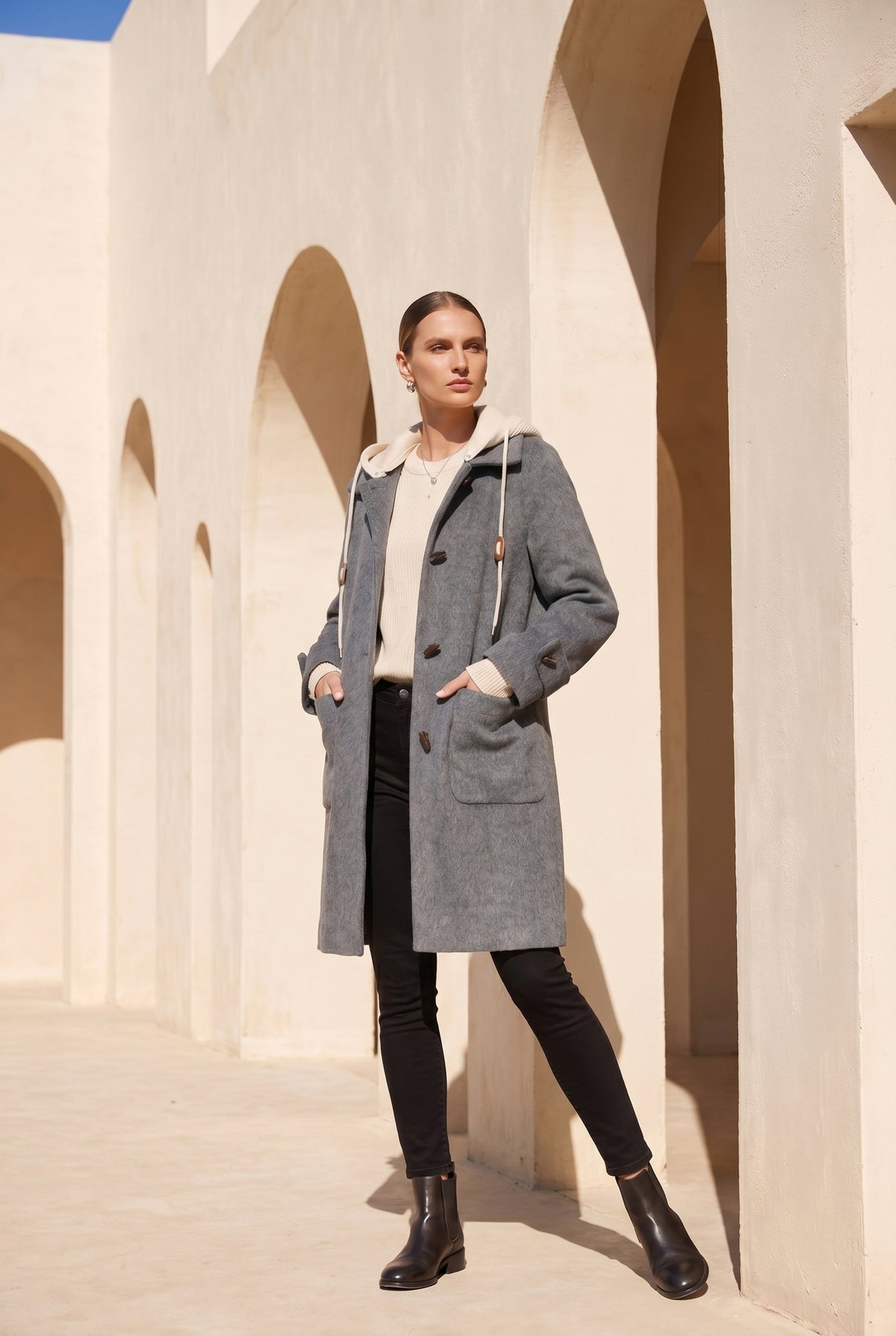 FIONA HOODED DUFFLE COAT