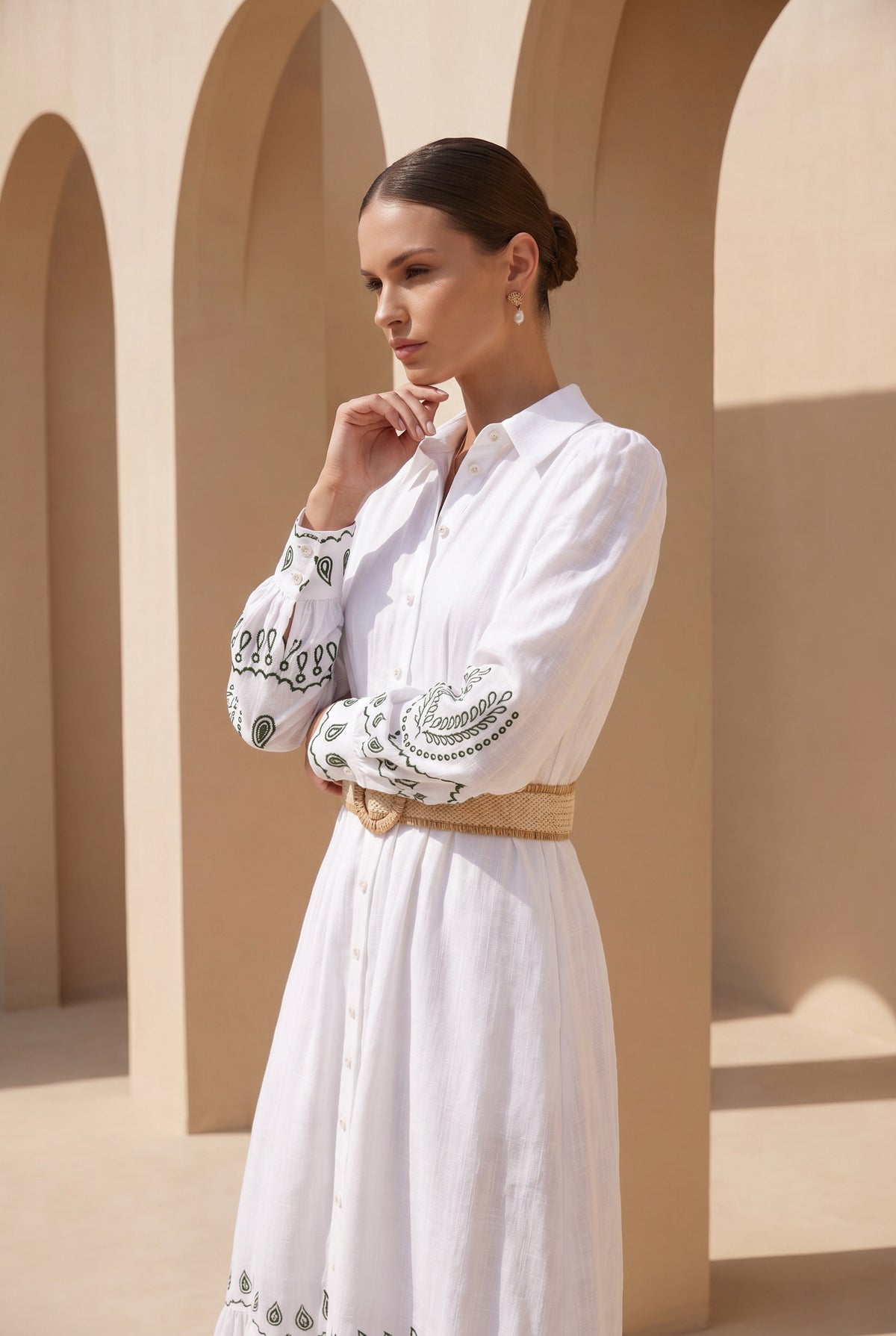 TANEYA EMBROIDERED LONG DRESS