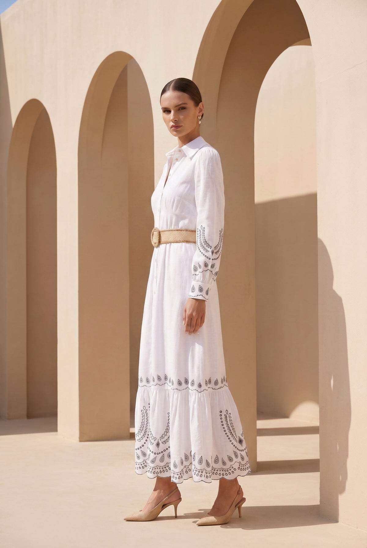 TANEYA EMBROIDERED LONG DRESS