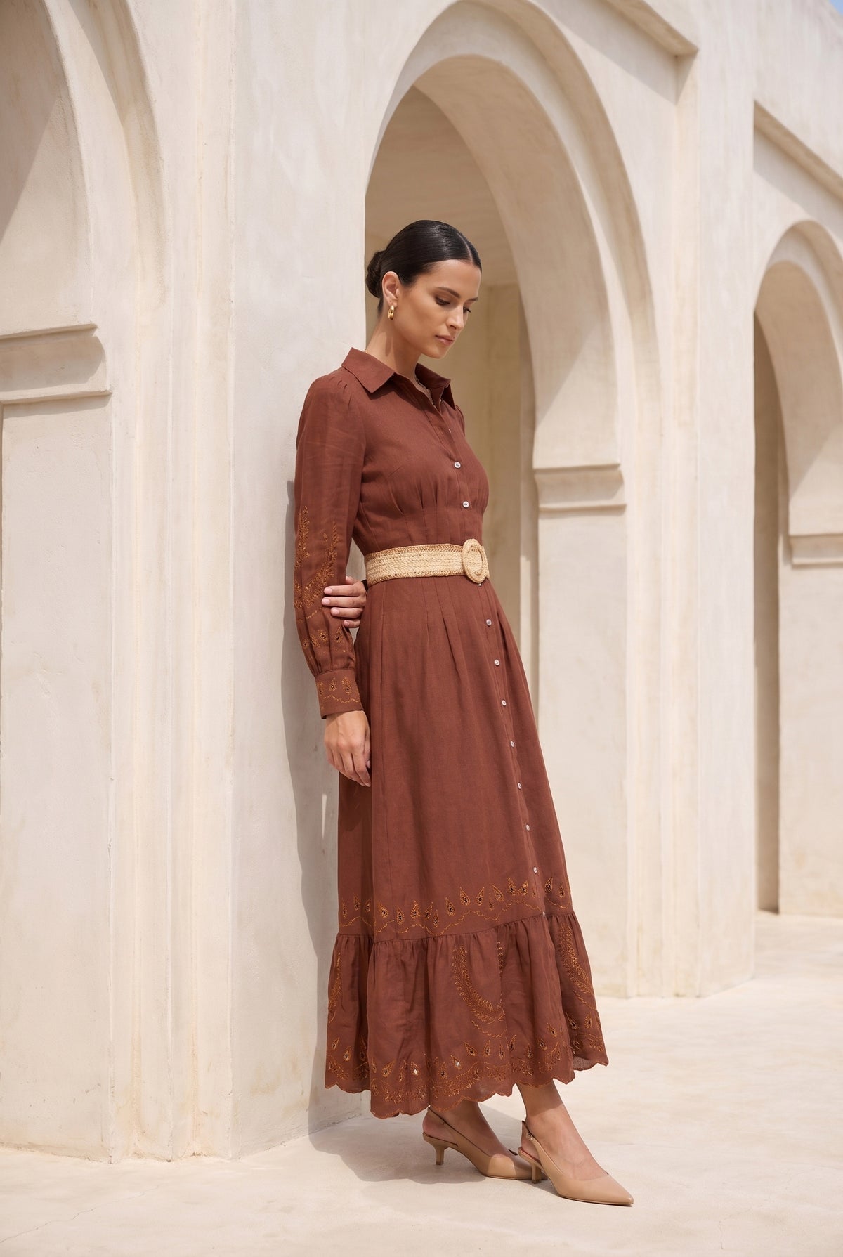TANEYA EMBROIDERED LONG DRESS