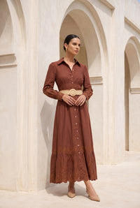 TANEYA EMBROIDERED LONG DRESS