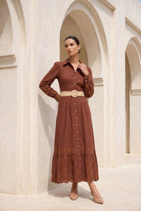 TANEYA EMBROIDERED LONG DRESS