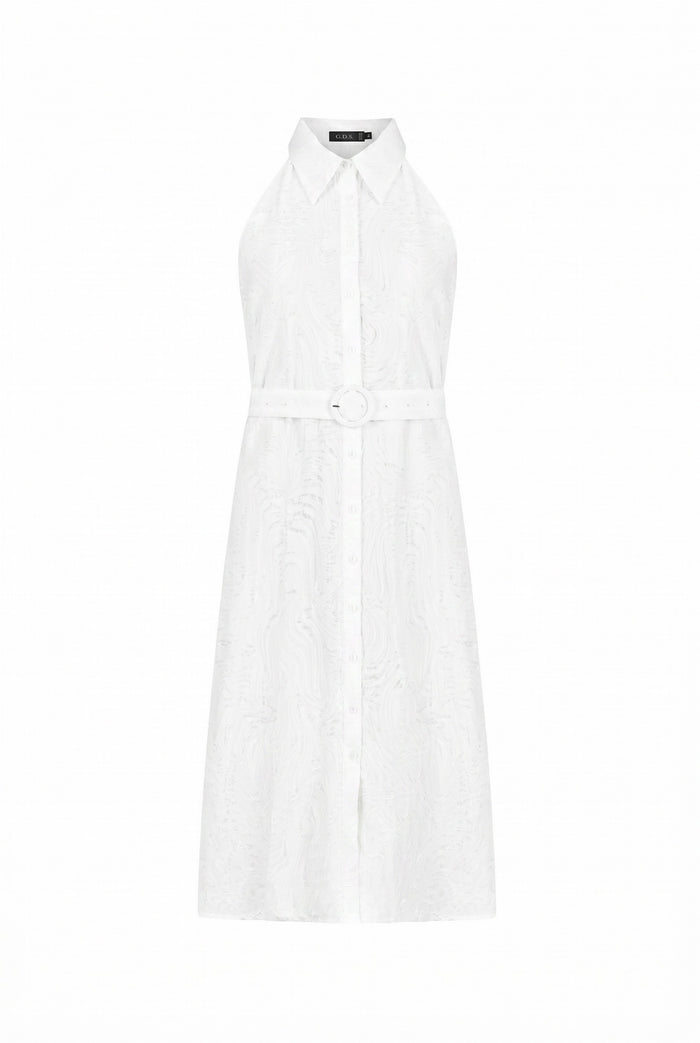 EMILIO BELTED LONG DRESS
