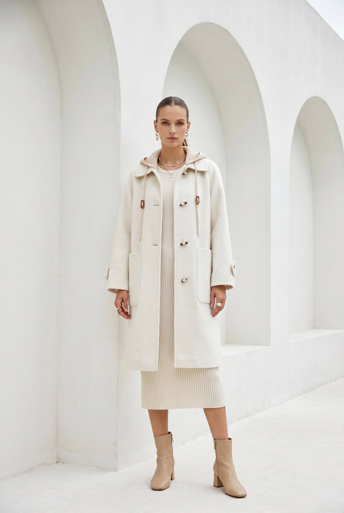 FIONA HOODED DUFFLE COAT